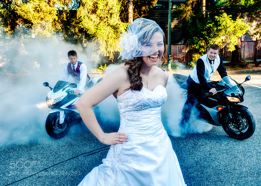 Photograph Bride and spinning bike tires by Jozef Povazan on 500px