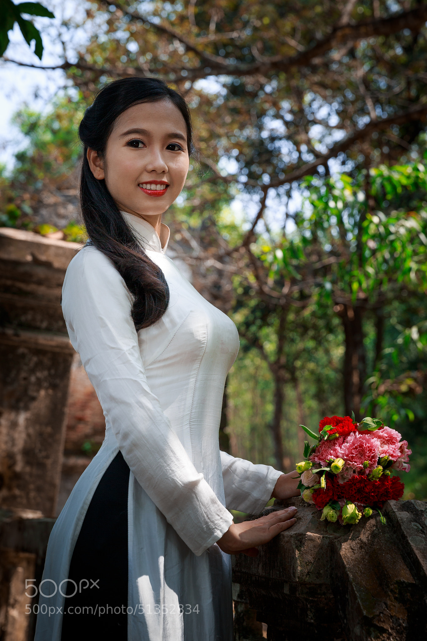 Beautiful Girl In Ao Dai Vietnamese Traditional Dress By