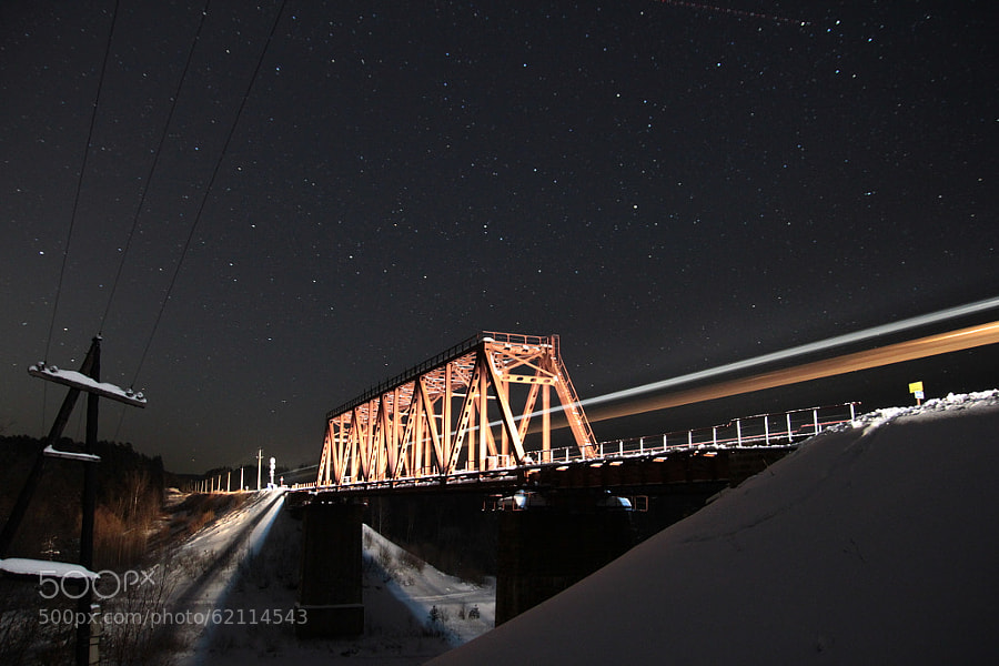 Photograph Train under stars - 2 by Maxim Tashkinov on 500px