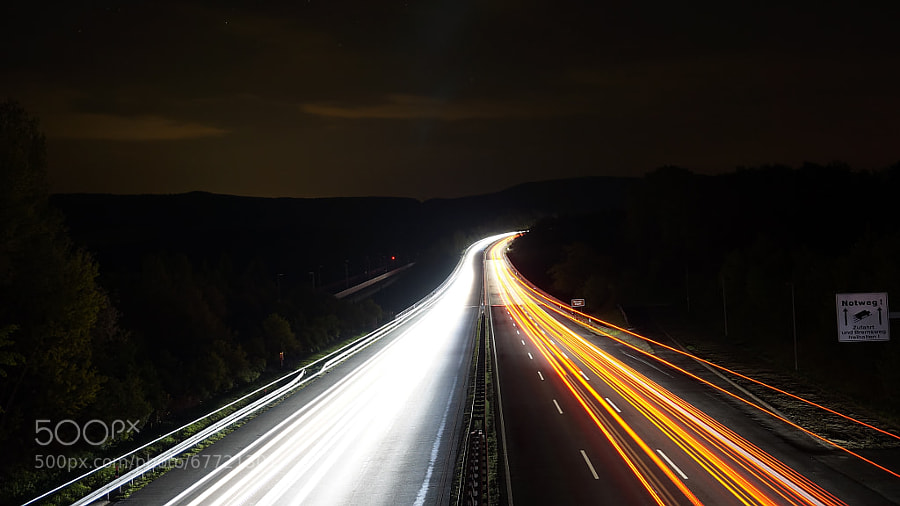 Photograph Autobahn Lichtspuren by JulesPlus on 500px