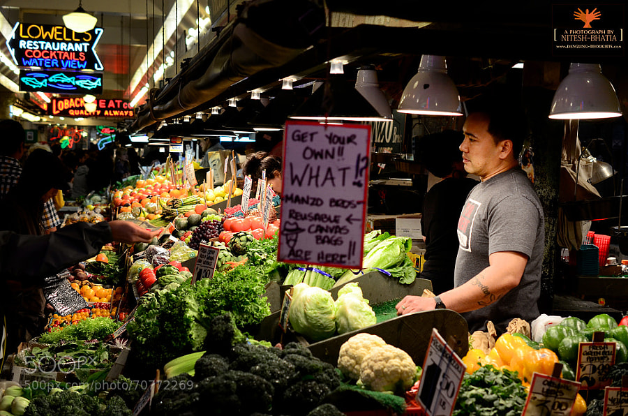Photograph Vegetables Store at The Pike Place Market, Seattle by Nitesh Bhatia on 500px