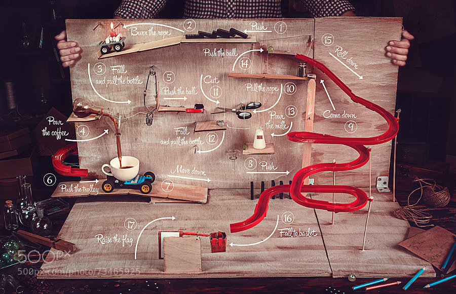 Photograph Rube Goldberg coffee machine by Dina Belenko on 500px